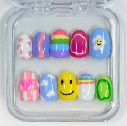 SALE!! XL SIZE NAIL SET ONLY! Handmade Colorful Kidcore Inspired Nails! 10pc
